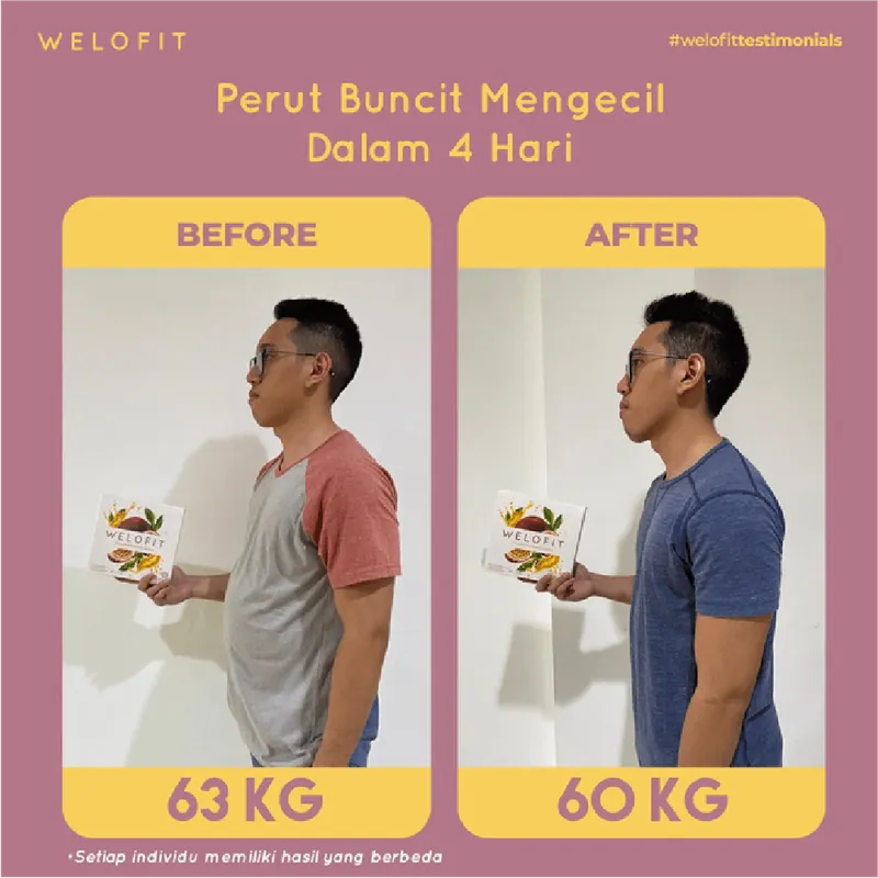 Perut Buncit Mengecil Dalam 4 Hari: berat turun dari 63 KG menjadi 60 KG