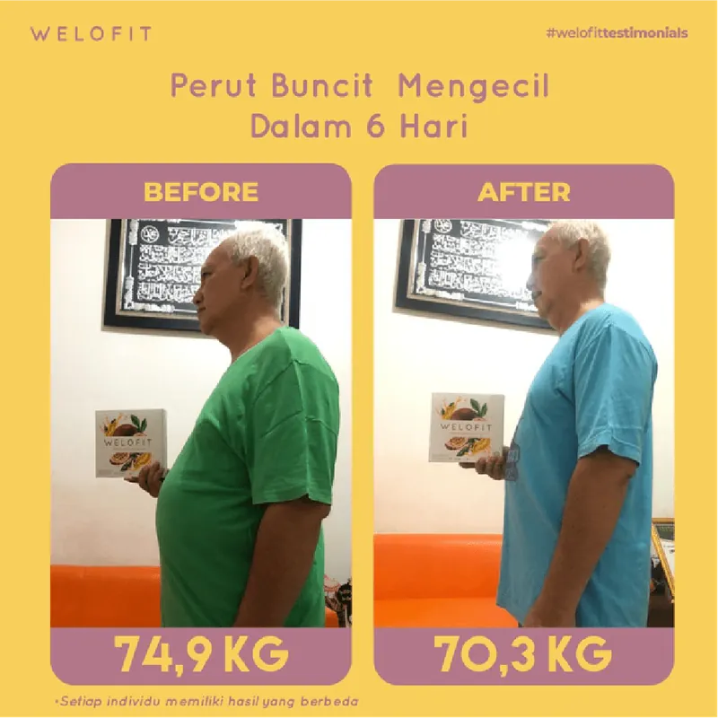 Perut Buncit Mengecil Dalam 6 Hari: berat turun dari 74,9 KG menjadi 70,3 KG