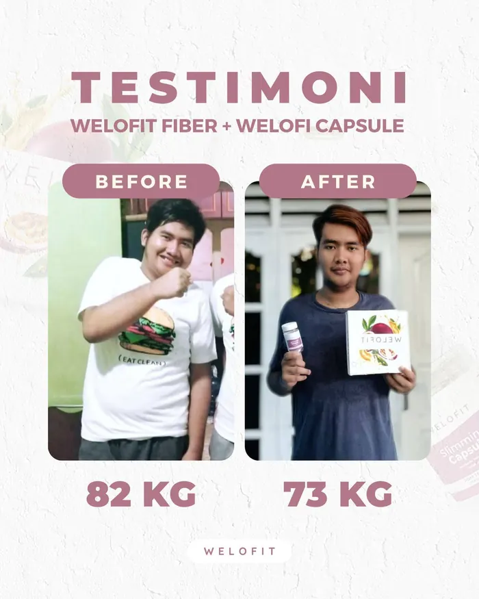 Pelanggan Welofit memegang kemasan produk