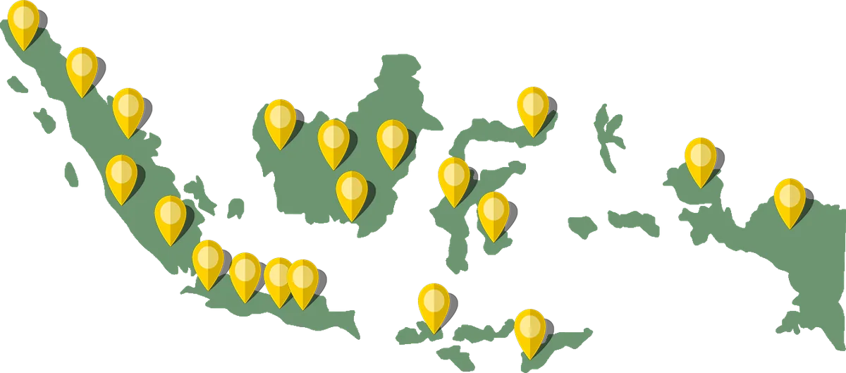 Peta Indonesia dengan titik sebaran agen Welofit